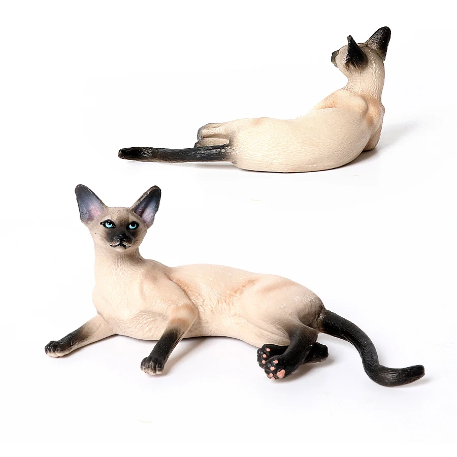 Simulazione Bella Sphynx Gatto senza peli Devon Rex Gatti siamesi Modello dipinto a mano Figurine Cake Topper Regalo di compleanno di Natale