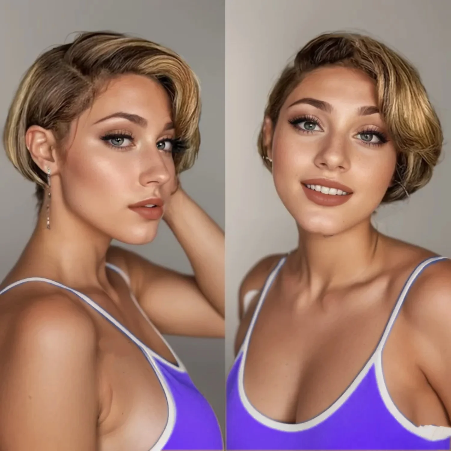 짧은 인모 픽시컷 가발, 보브 가발, 앞머리가 제거된 T자형 레이스 가발, 밀도 150%