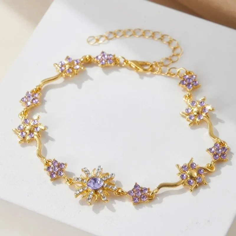 Vintage Romantic Shiny Zircon Inlaid Sunflower Flower Bracelet A Elegant Luxury Accessory Jewelry Suitable for Ladies' Gifts