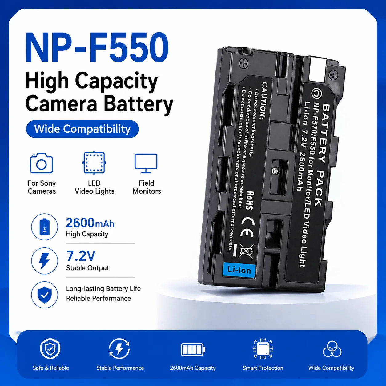 PURFIELD 7.2V 2600mAh NP-F550 NP-F570 Rechargeable Camera Battery Compatible For Sony NP-F330 F530 F730 F750 CCD-TRV81 CCD-RV100