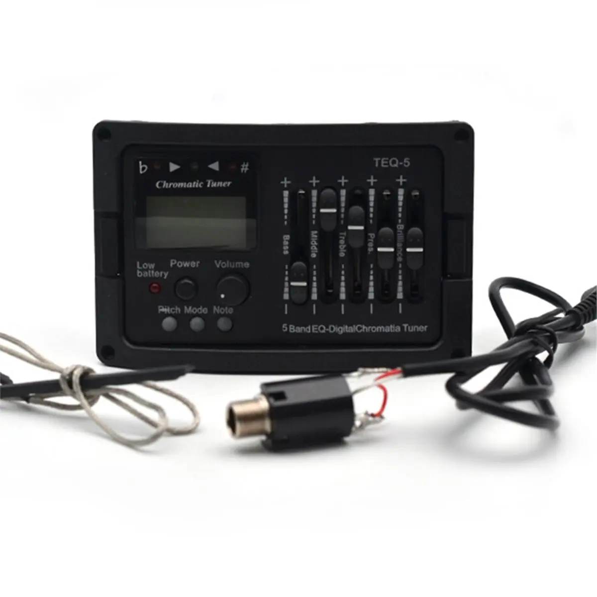 (ABHW) Preamplificador de Guitarra Acústica de 5 Bandas, Ecualizador EQ, Amplificador de Guitarra Acústica, Afinador Cromático Digital, Pastilla Piezoeléctrica