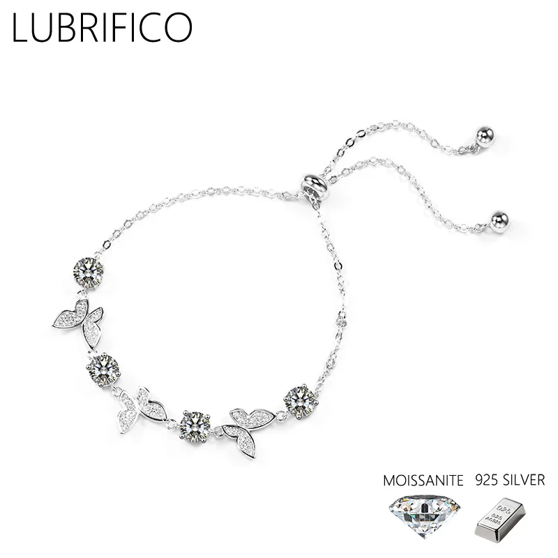 

5mm Moissanite Butterfly Shape Bracelets 925 Sterling Silver Lad Diamond Bracelet For Women Fine Jewelry Wedding Party
