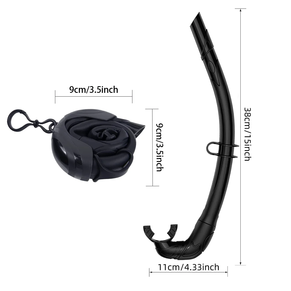 Silikon-Schnorchel, weich, flexibel, faltbar, leicht zu atmen, Anti-Tropf, für Erwachsene, Tauchen, Freitauchen, Schwimmtraining, leicht zu transportieren für Reisen – Detail 9