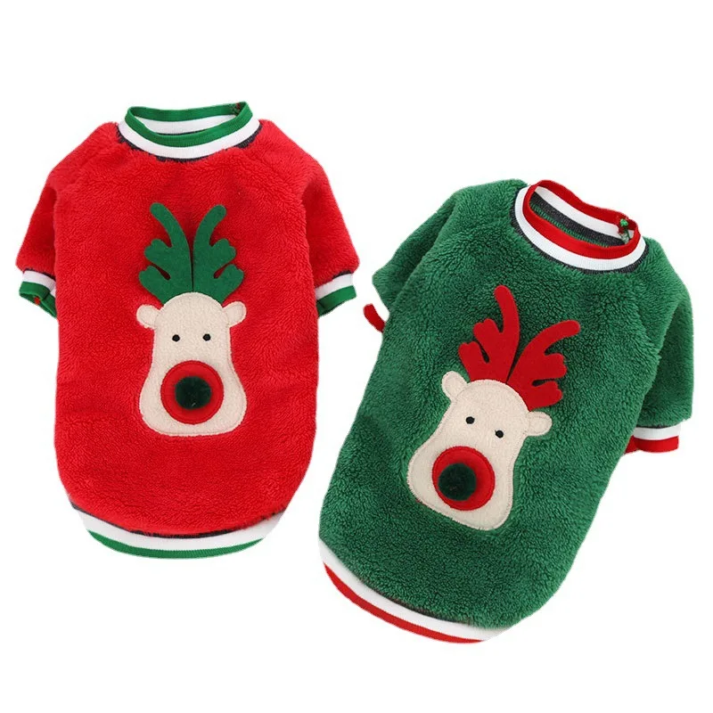 Sweat à capuche de Noël en velours pour animaux de compagnie, vêtements à deux jambes, fournitures pour petits chiens, sorties pour chiens et chats