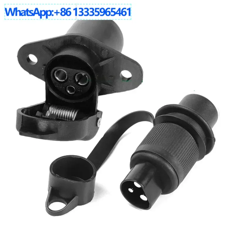 

20PCS European car 3-hole plug 3-pin socket trailer adapter truck interface RV power cord socket connector