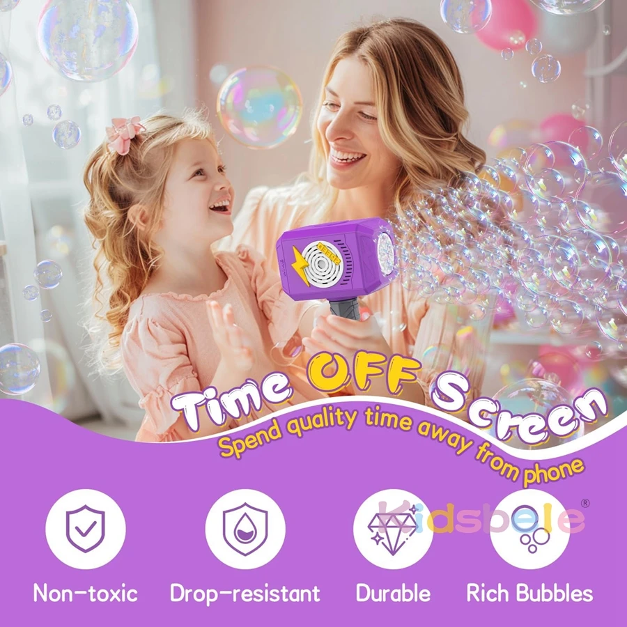 Bubble Hammer Toy Bubble Wand Toy with Light and Music Interactive Bubble Blower 2024 Bubble Gun Toy