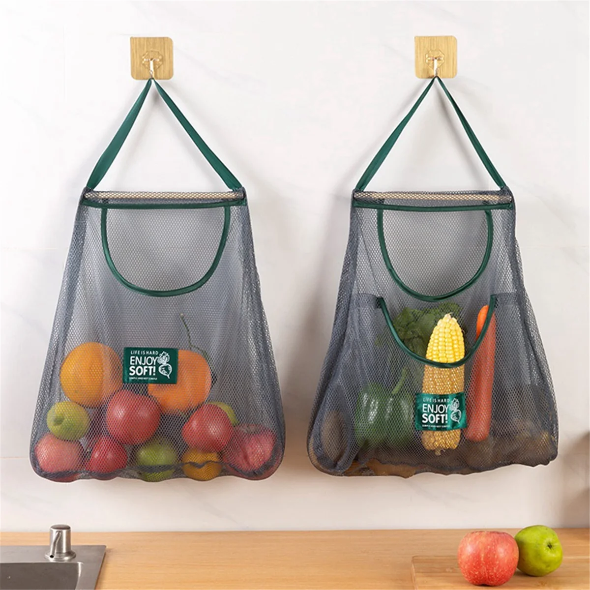 Reusable Kitchen Hanging Mesh Bag Large Capacity Home Fruit Vegetable Storage No.3