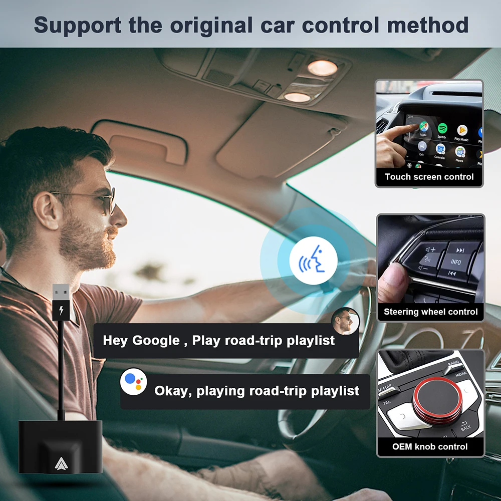 Wireless CarPlay Adapter for Android/Iphone IOS Convert Wired CarPlay to Wireless Dongle Plug Paly USB/Type-C Auto Car Adapter