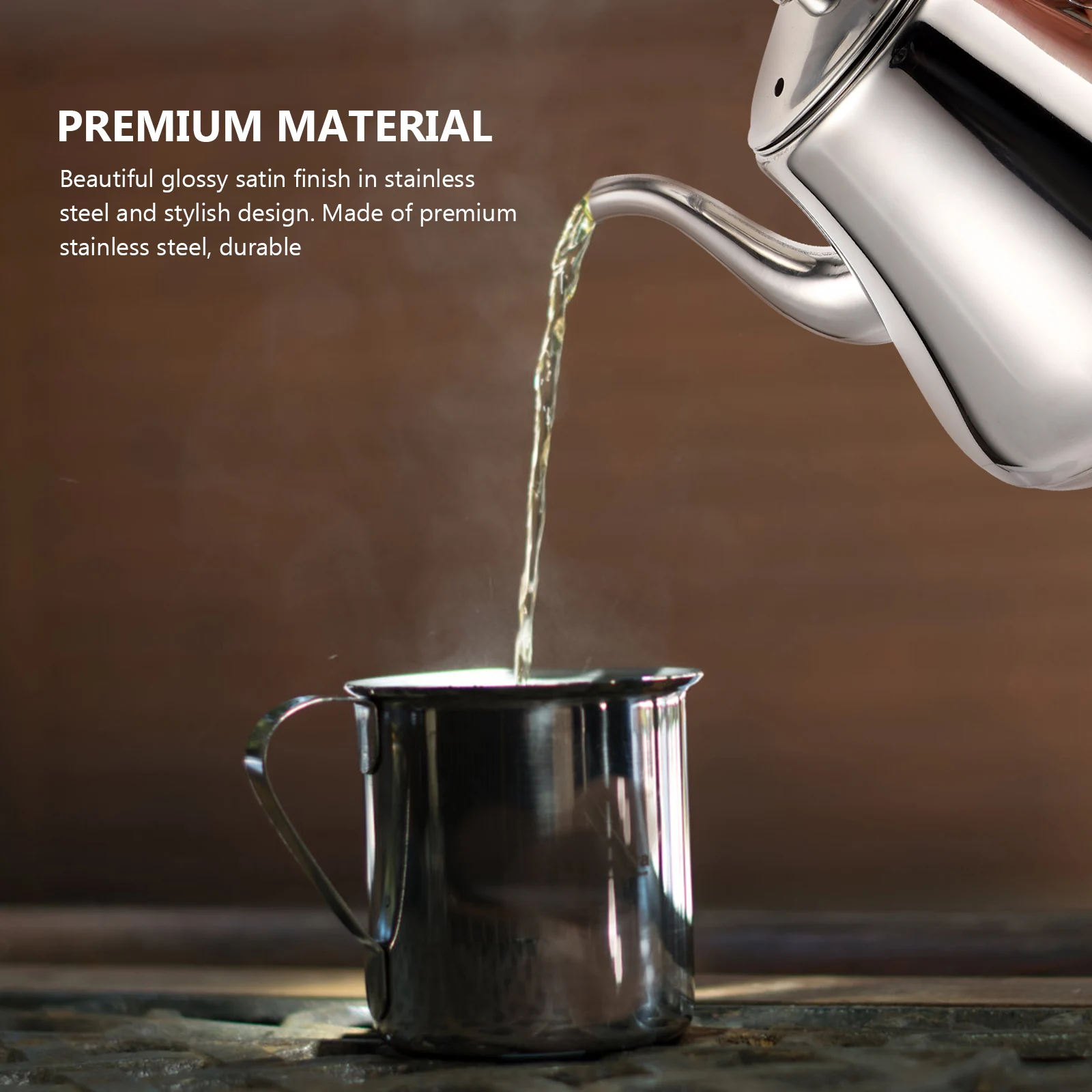 

Teapot Stainless Steel Kettle with Strainer Camping Stove for Loose Leaf Silver