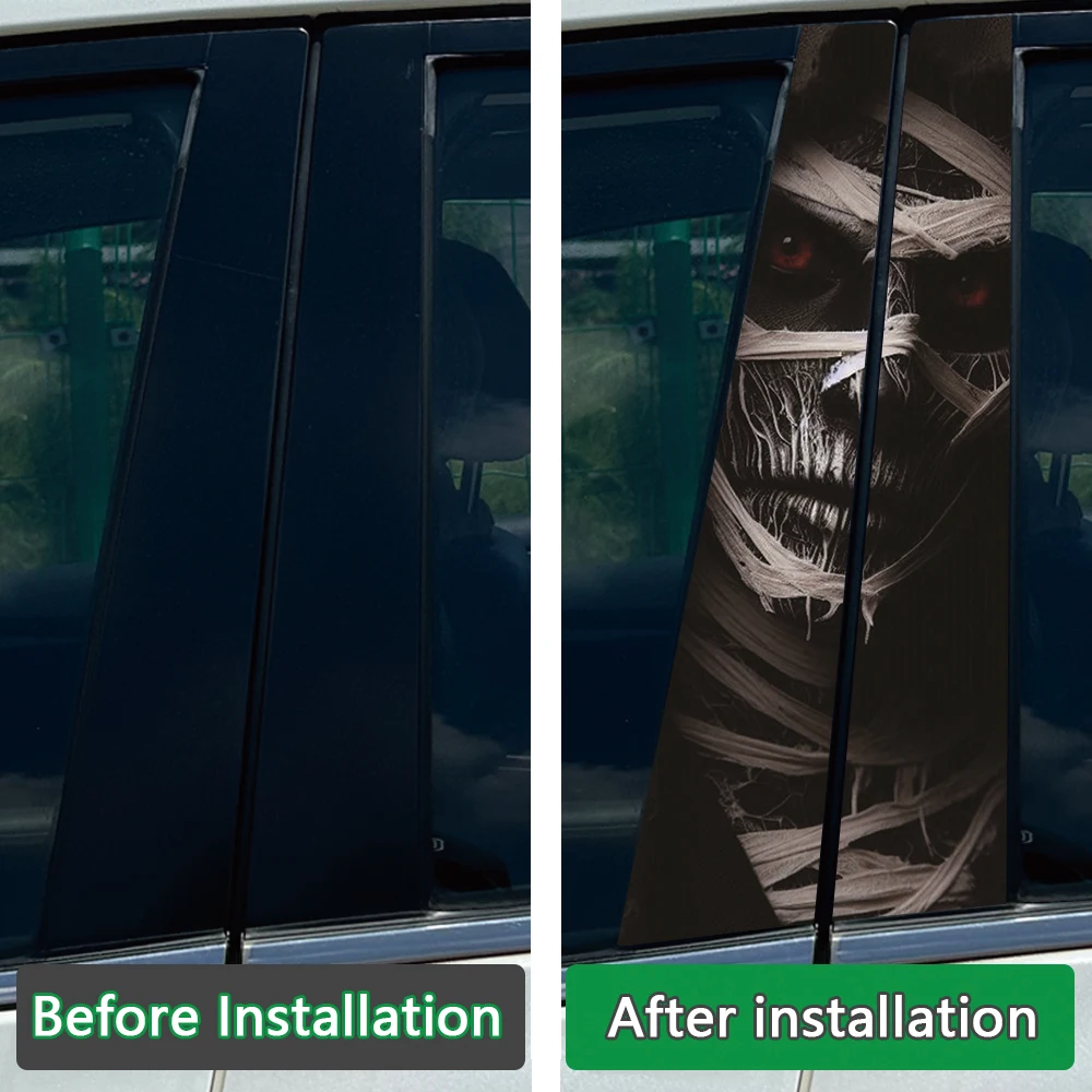 Autocollant de poteau de porte de voiture réglable Dark Nun, modification de voiture bricolage, style