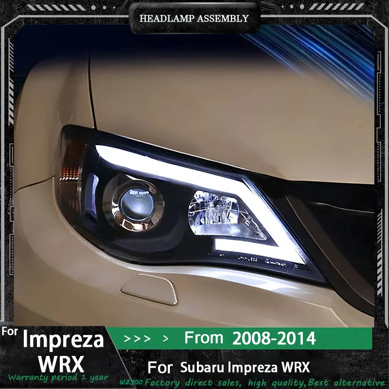 

1 пара светодиодных фар в сборе для Subaru Impreza 2008-2014, фары Plug and Play с поворотными линзами проектора DRL, фары