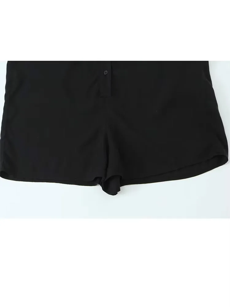 HH женский летний модный черный однобортный декоративный комбинезон с лацканами и карманами, женский шикарный элегантный повседневный комбинезон для поездок на работу