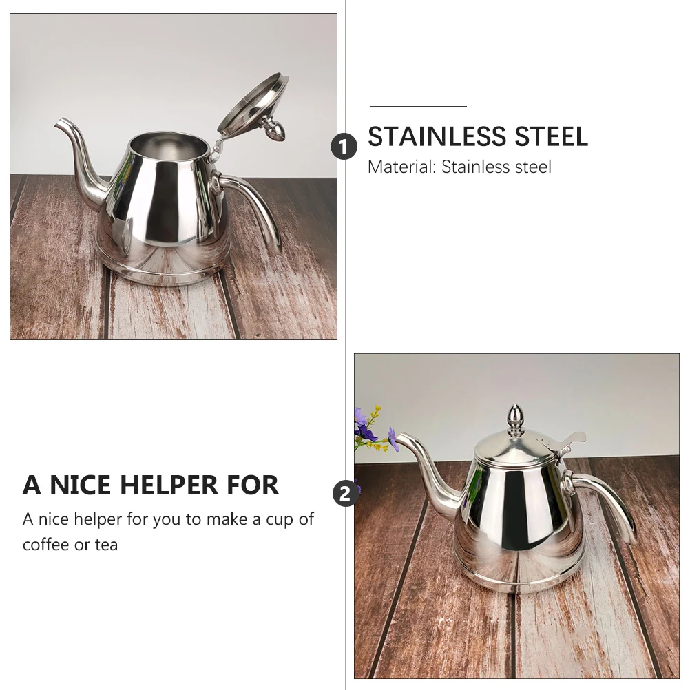 

1pc Long Spout Stainless Steel Kettle Household Heating Pot Easy Clean Universal Silver Home Tea Coffee Milk Heater Cost