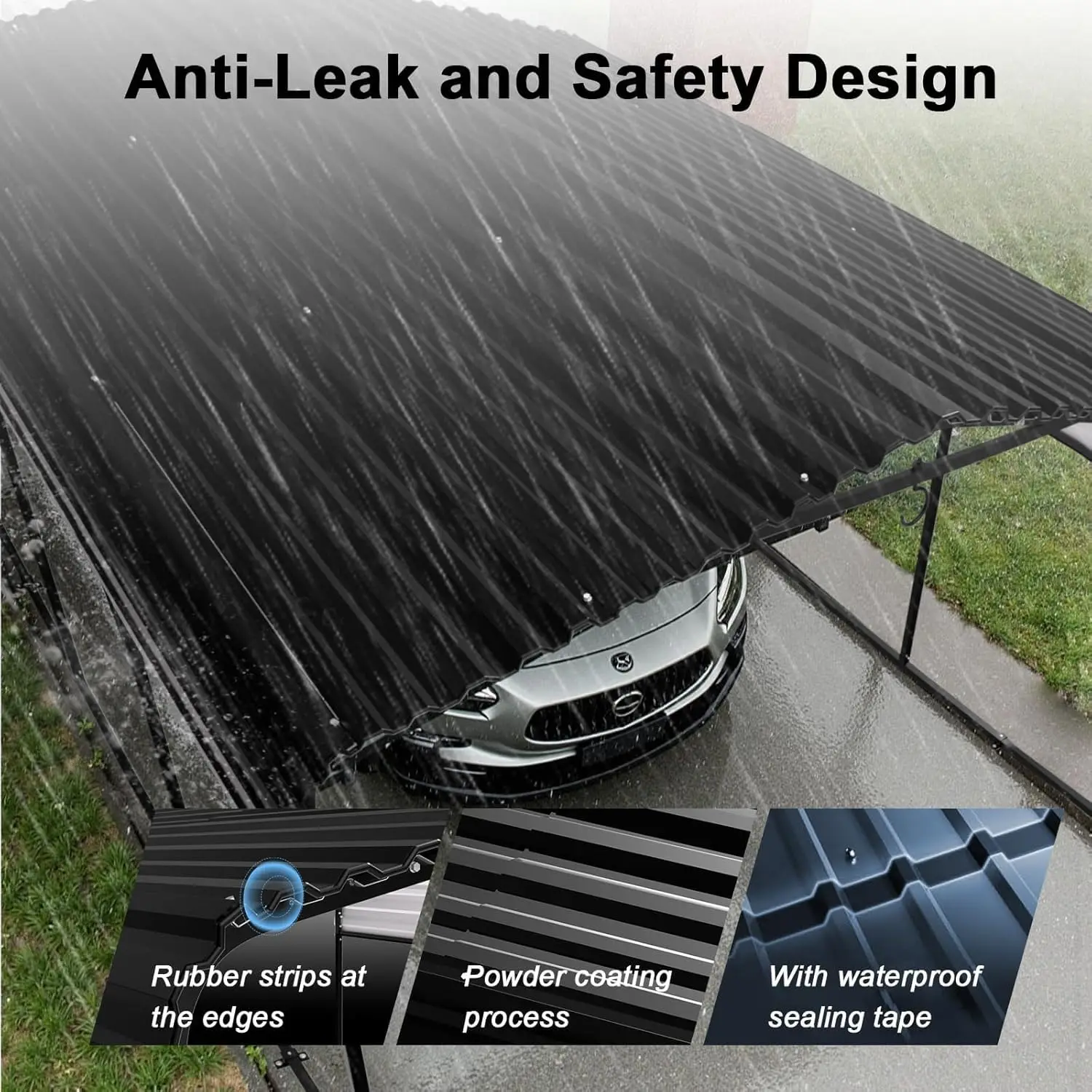 12x20 FT Metal Carport 6 Side Rods Heavy Duty Canopy Galvanized Roof All Weather Car Truck Boat Shelter, Customized
