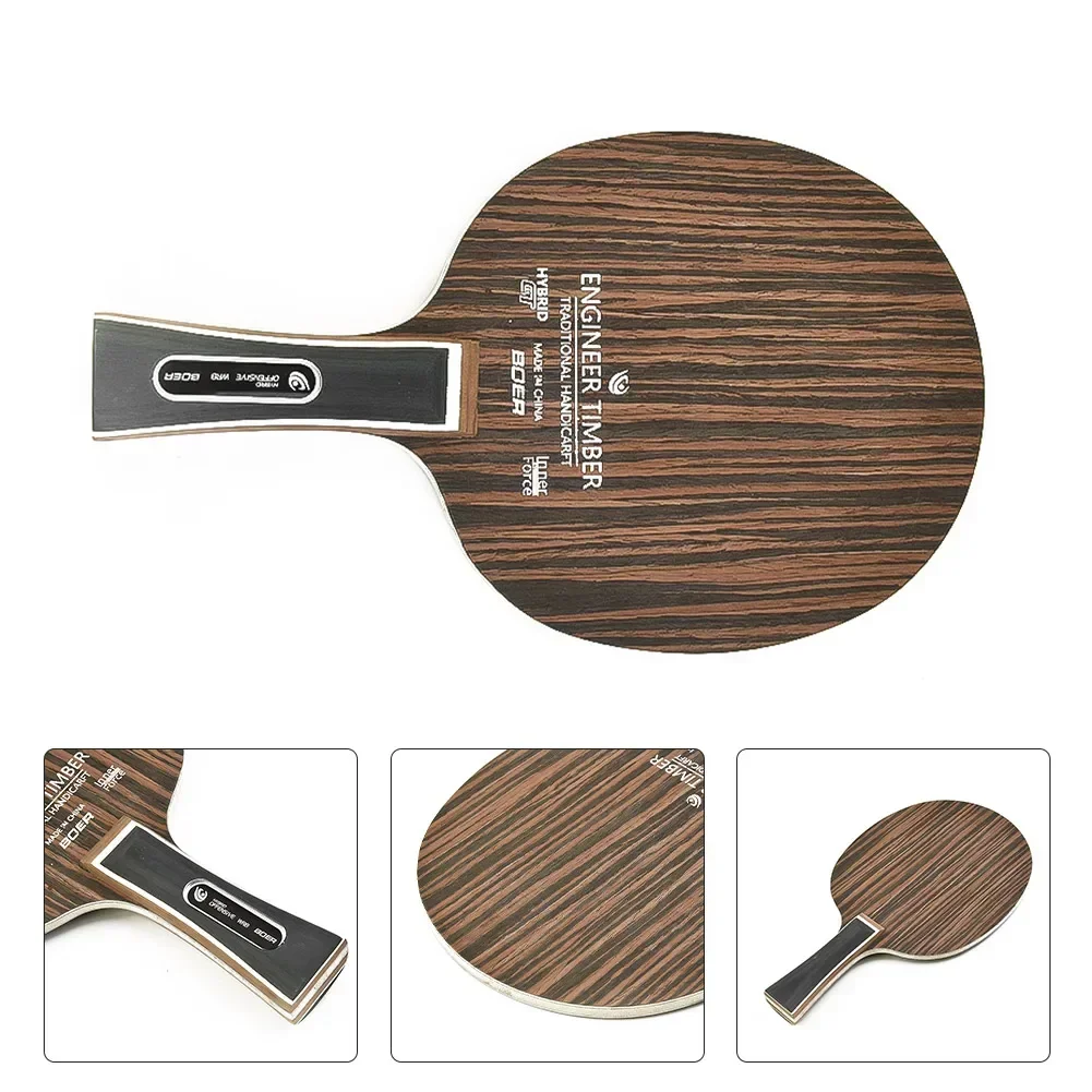 Ebony Rosewood Table Tennis Board Professional Pong Paddle Table Tennis Racket Bottom Plate 7 Ply Pong Blade Long Hand