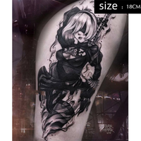 Luna Store  NieR Temporary Tattoos Black Cool Girl Big Size Game Transfer Tattoo Body Art Waterproof Fake Tatoo Stickers