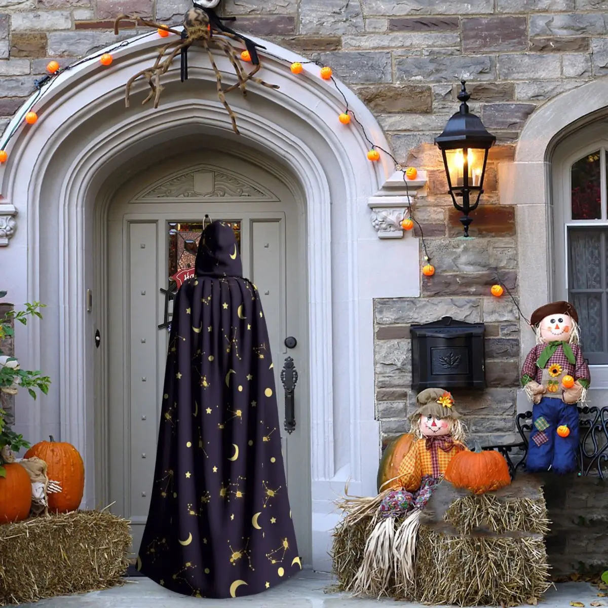 Constelações do zodíaco longo capa com capuz bruxa traje medieval cosplay capa halloween vampiro adulto unisex