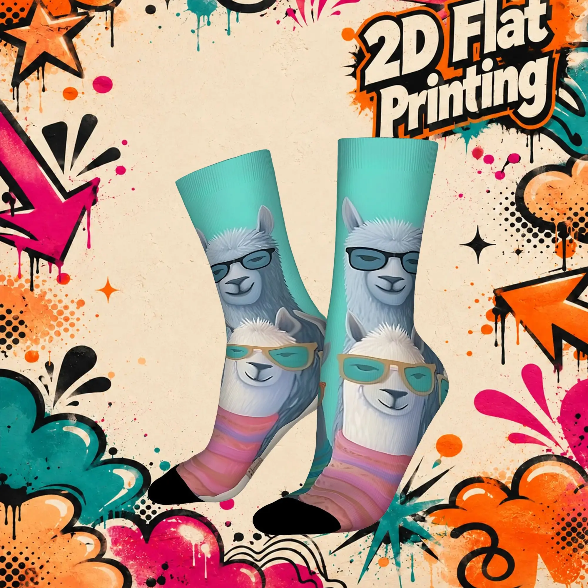 Llama Fiesta Pattern Trendy Men's compression Socks Unisex items Crew Sock Cycling socks