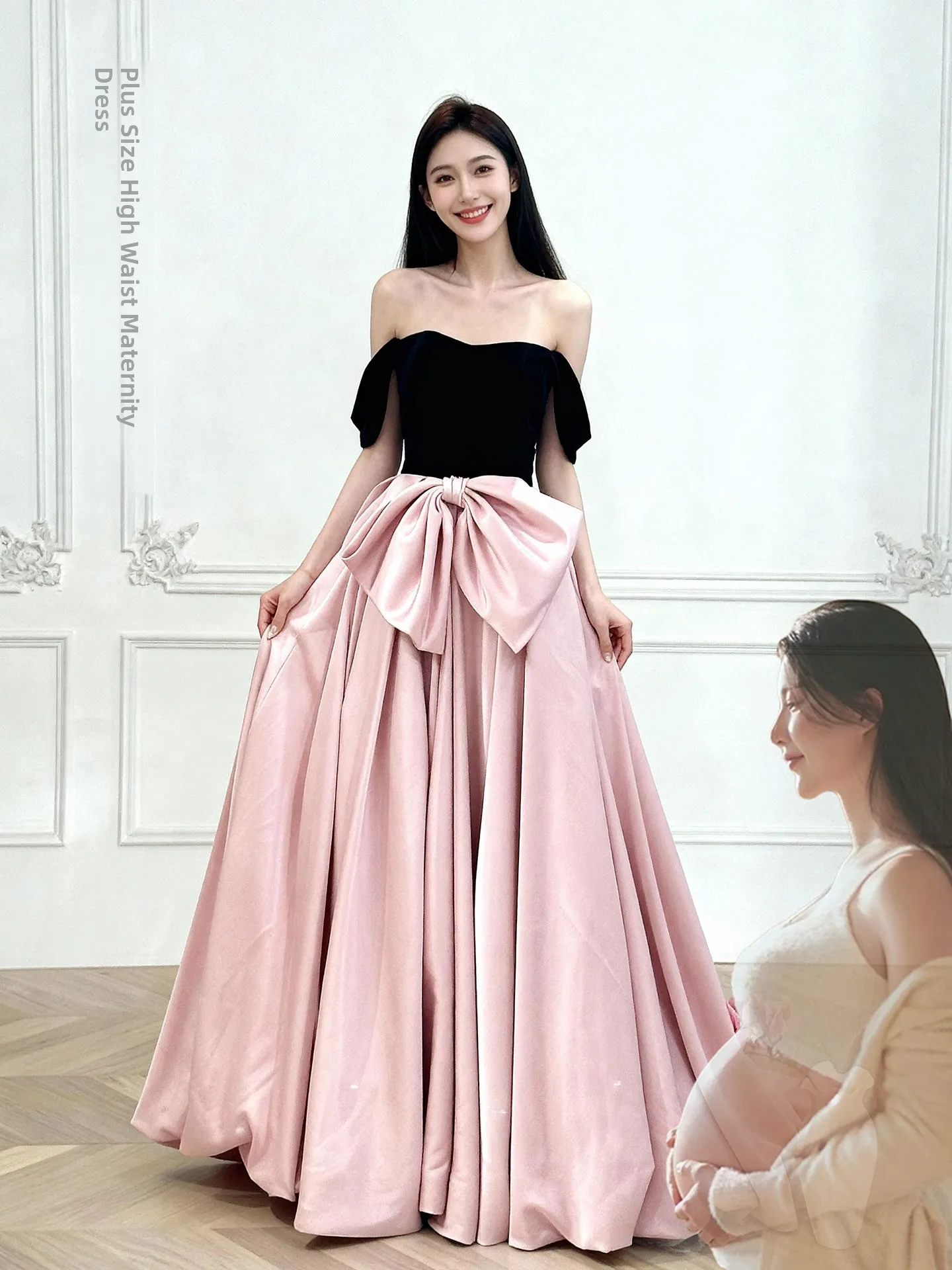 

Pink One-Shoulder Wedding Dress Princesse Style Banquet Evening Party Hostess Gown Slimming Large Size Bridal Costume