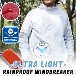 Casual Jackets Windbreaker Men's Light Windproof Rainproof Coats Outdoor Long Sleeved Hooded Solid Color Sun Protection Clothing