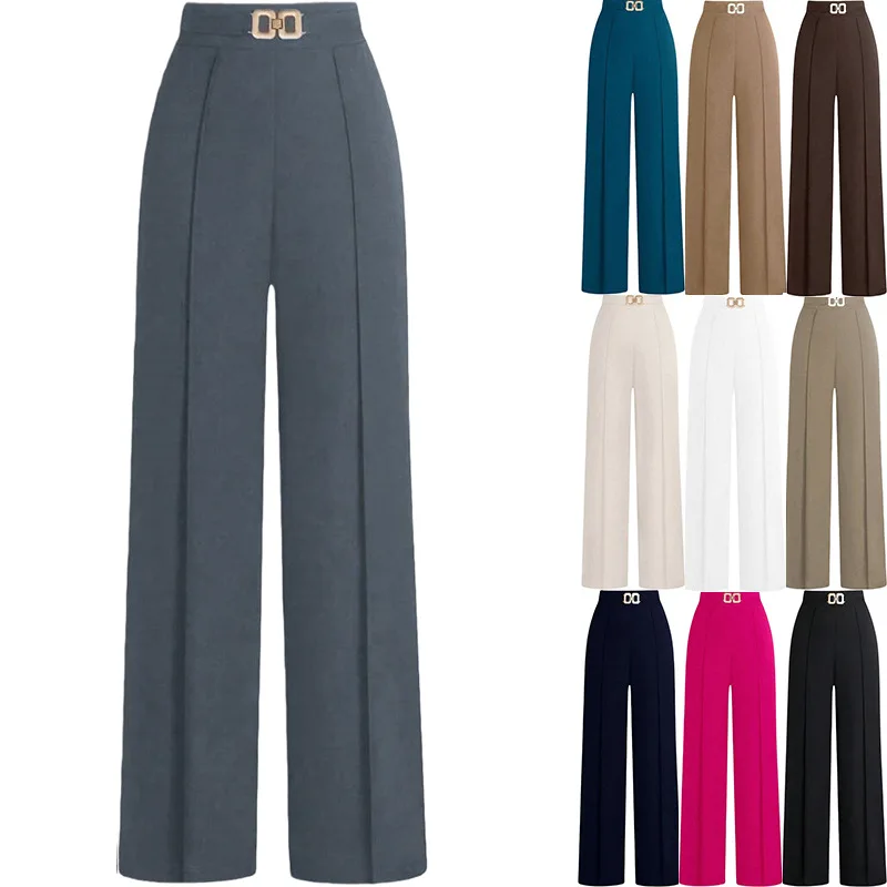 High Waist Wide Leg Casual Commuter Business Women's Suit Pants Slimming Loose Fit Fashionable Office Wear Trousers