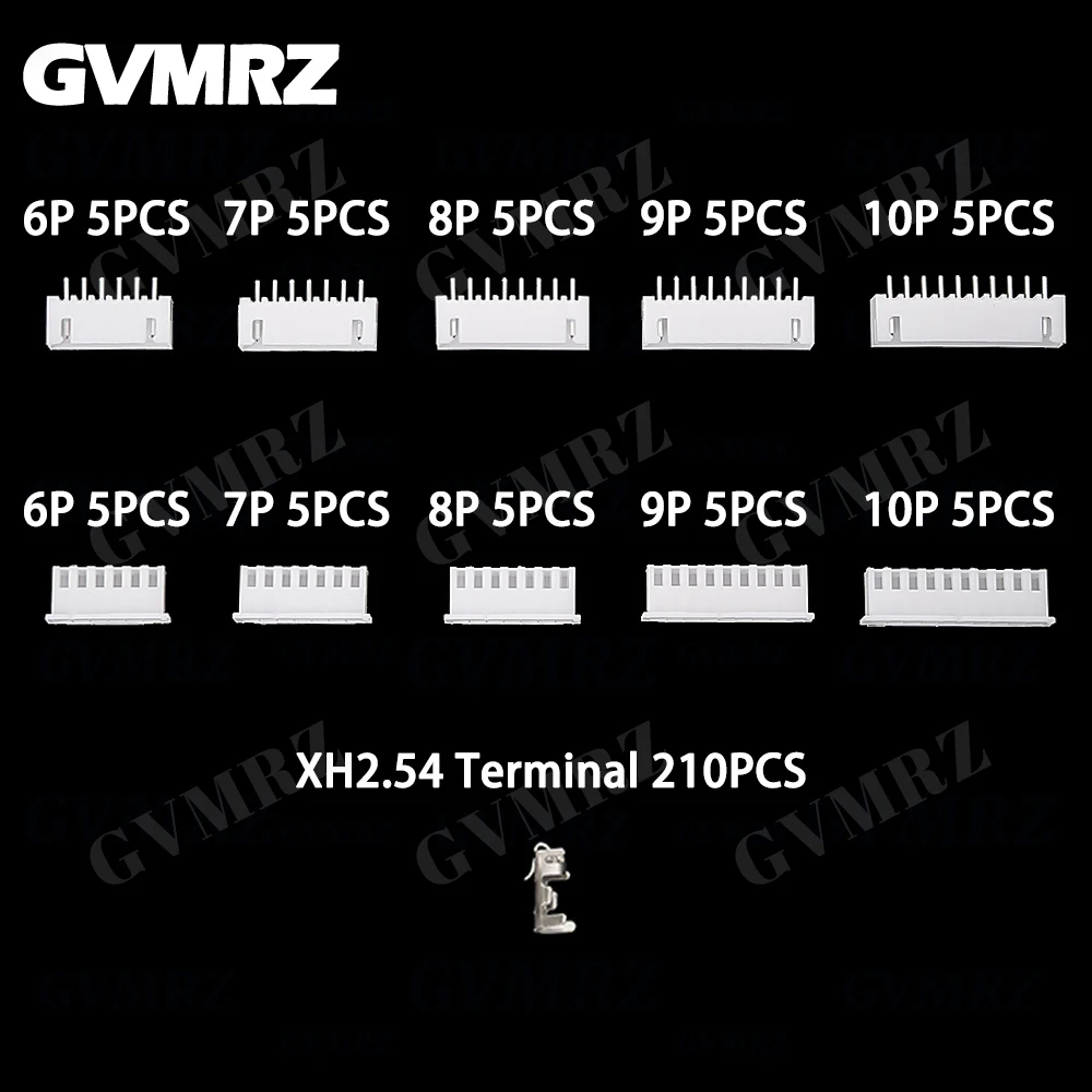 260 قطعة XH2.54 6/7/8/9/10 دبوس محطات البلاستيك قذيفة ذكر أنثى التوصيل المقبس سلك موصل XH 2.54 6P 7P 8P 9P 10P كيت #6