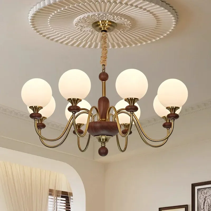 French Medieval Chandelier American Retro Magic Bean Pendant Light for Living Room Bedroom Dining Hall High End Atmosphere