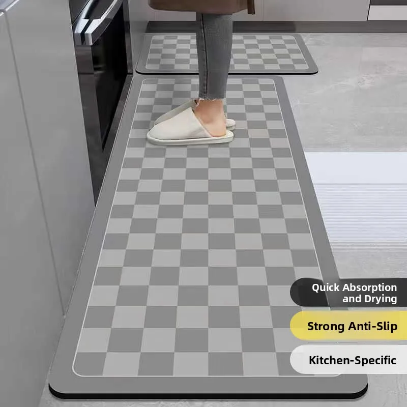 

Коврик для кухни из силиконовой глины, длинная полоса, противоскользящий, легко моется, водонепроницаемый, маслостойкий, прочный, современный, простой стиль, домашний ковер