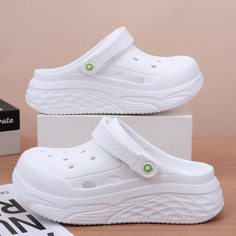 Women\'s Soft EVA Summer Slippers round Toe Flat Home Slides Dry Wedges Platform Beach Sandals with Thick Bottom for Garden Use
