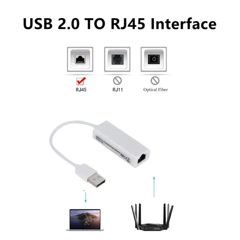 새로운 USB 2.0 유선 USB to RJ45 네트워크 카드 100Mbps USB to RJ45 이더넷 랜 어댑터 네트워크 카드 (PC 노트북 윈도우 7 8 10 11용)