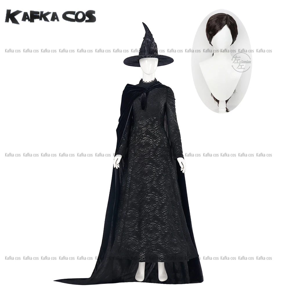 Movie Wicked Elphaba Cosplay  Costume Long Cloak Dresses Hat Uniform Women Girls Halloween Role Play Party Outfits Wig