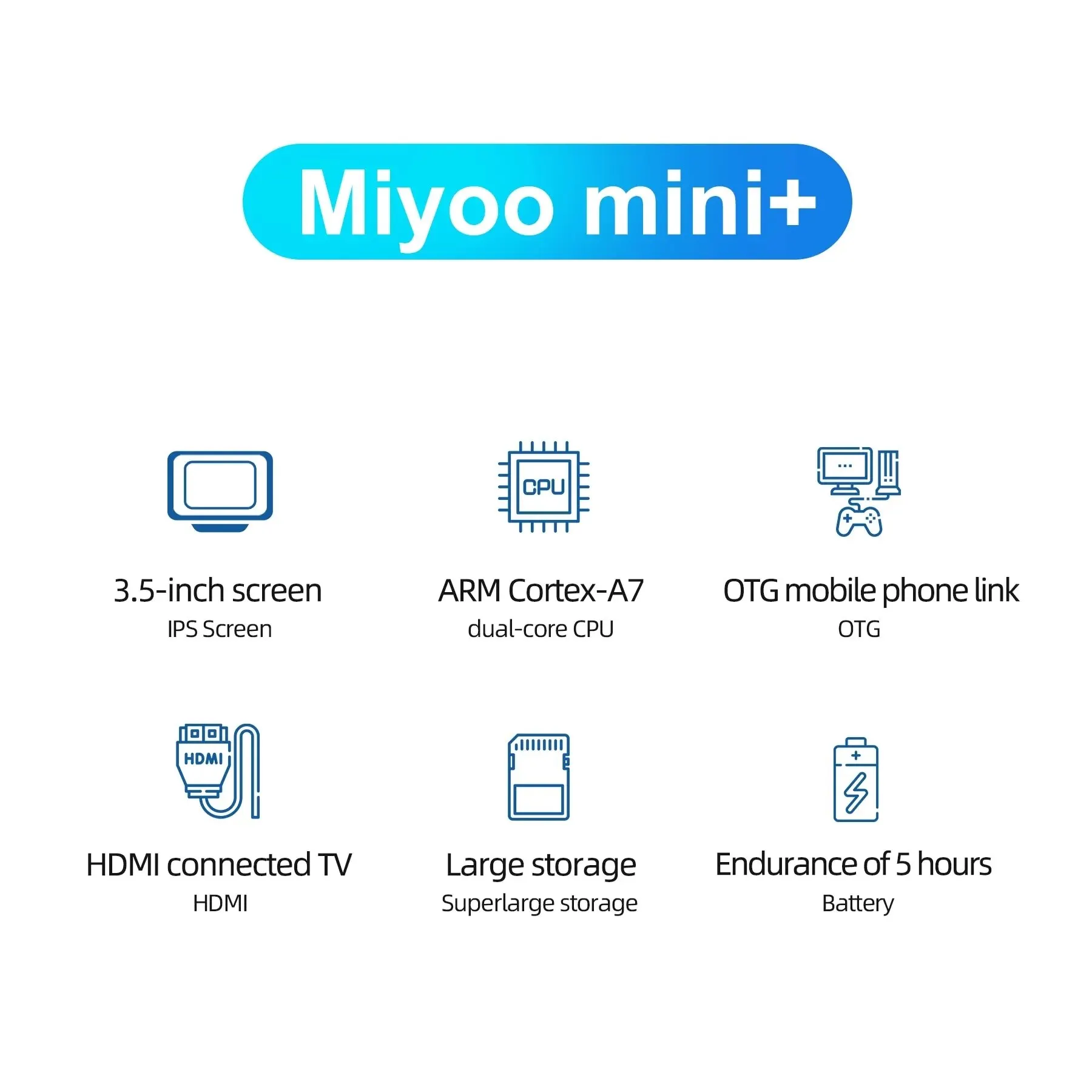 MIYOO-Mini Plus Portátil Retro Handheld Game Console, V2 Mini Tela IPS, Console de Videogame Clássico, Sistema Linux, Presente das Crianças