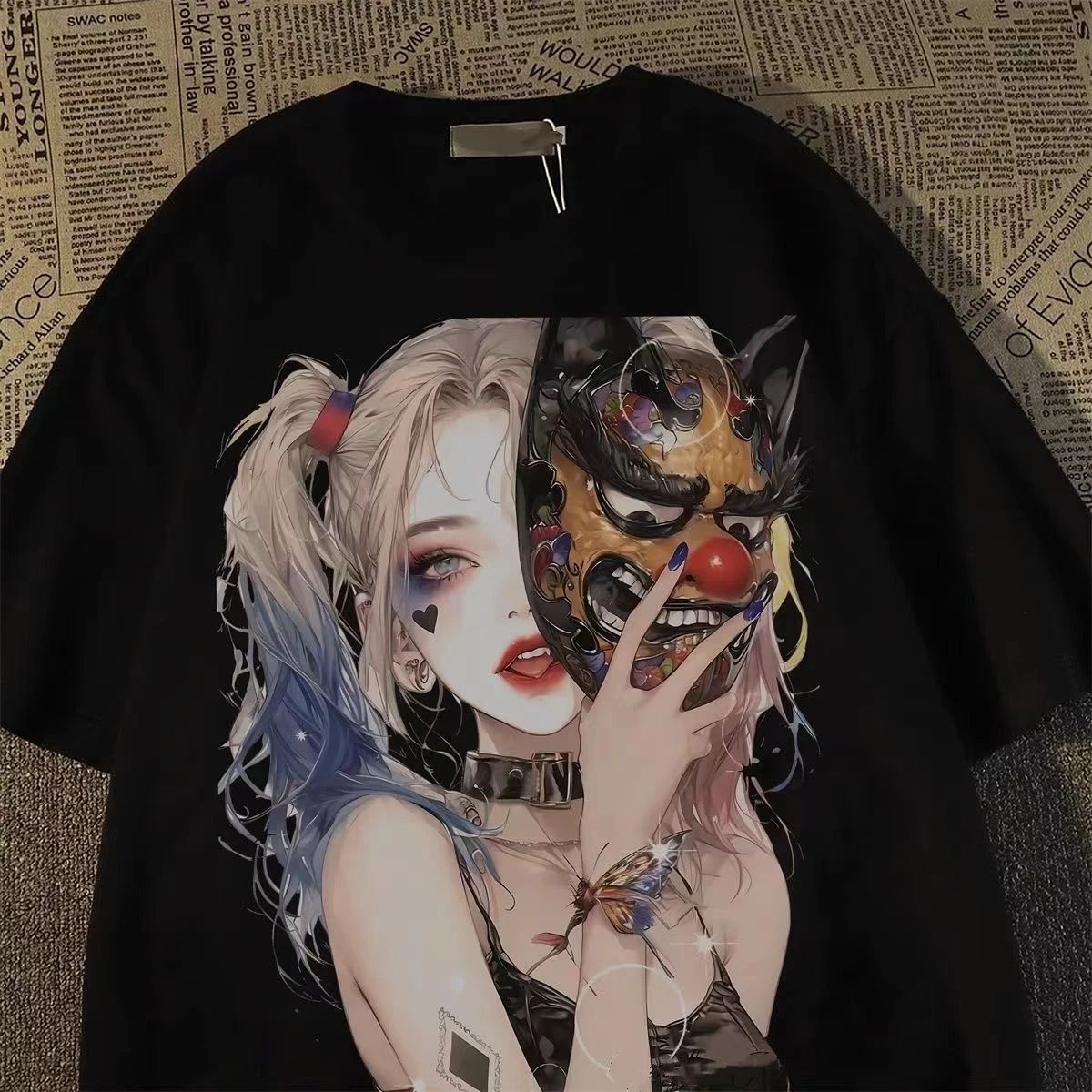 Women‘s Graphic Tee Movie Girl Print High Street Fashion Cotton Tshirt European Street Hip Hop Casual Sportswear