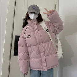 Fall Winter Cotton Coats Women Loose Padded Thickeded Warm Stanting Collar Zipper Bread Outwear Solid Fashion Casual Parkas