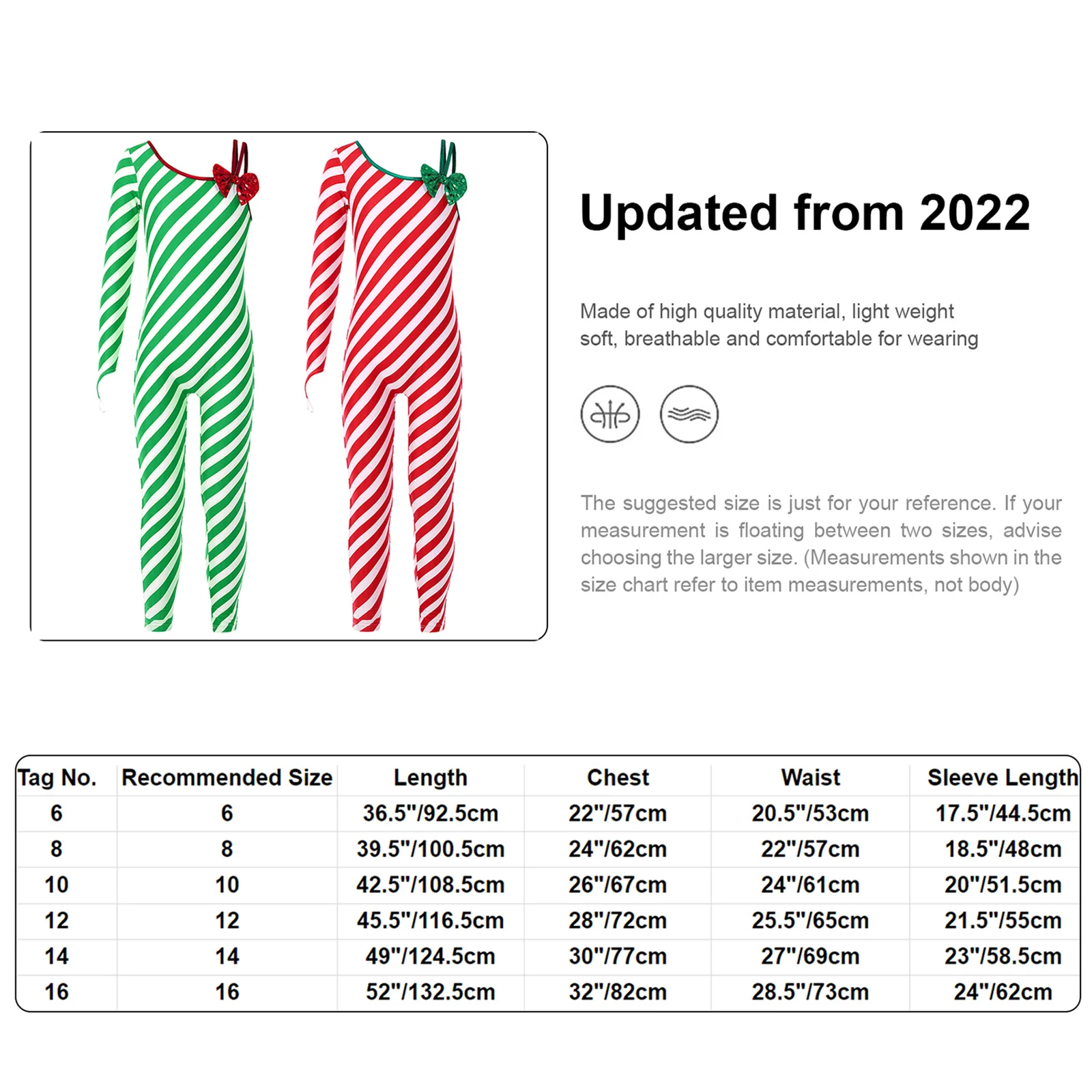 Mädchen Weihnachten Zuckers tange Weihnachts kostüm Kinder eine Schulter gestreifte Unitard Overall Ballett Tanz Jubel Party Performance Kostüm