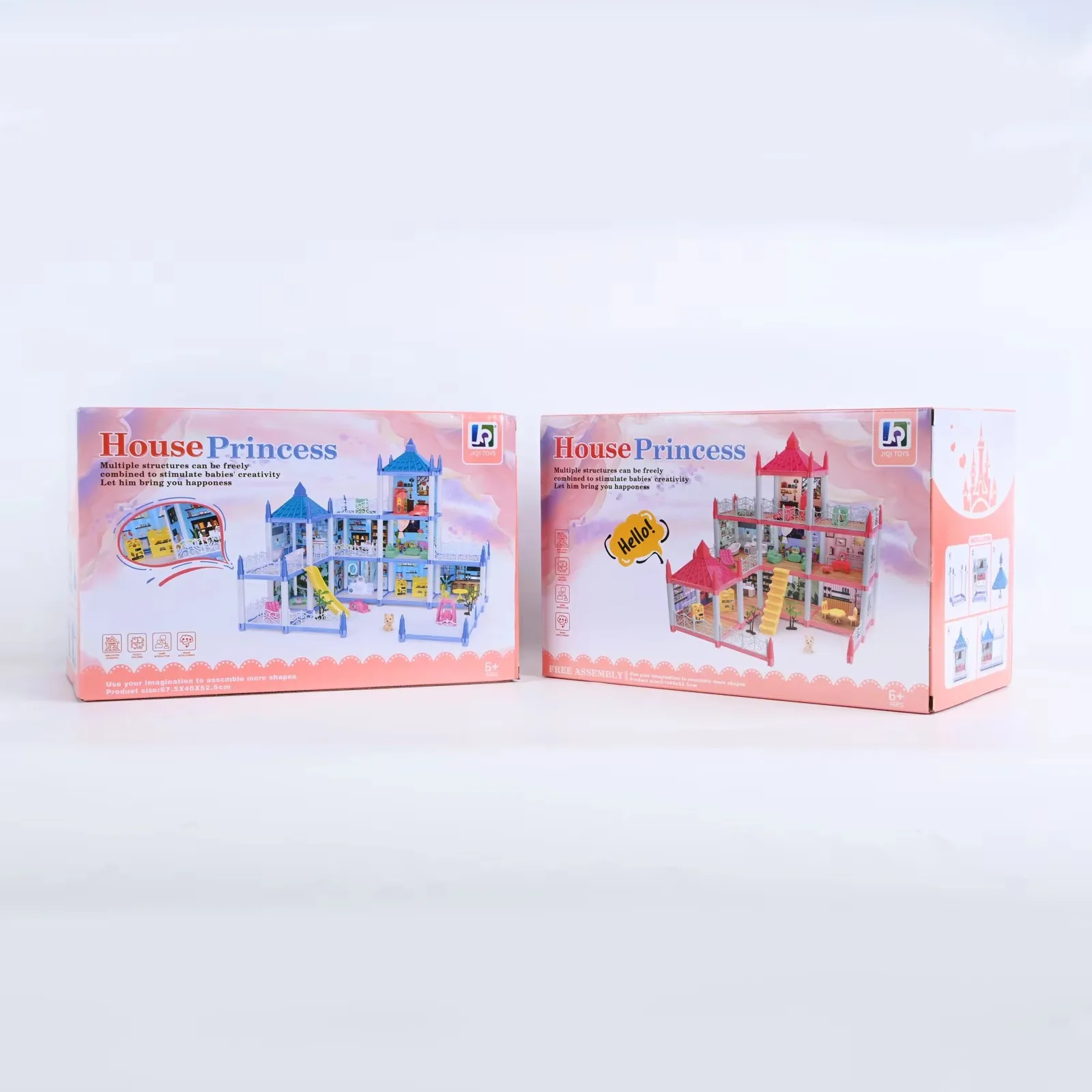 Puppenhäuser 3D montiert Diy Miniaturen Puppenhaus Zubehör Villa Prinzessin Schloss mit LED-Licht Mädchen Geburtstagsgeschenke Spielzeug