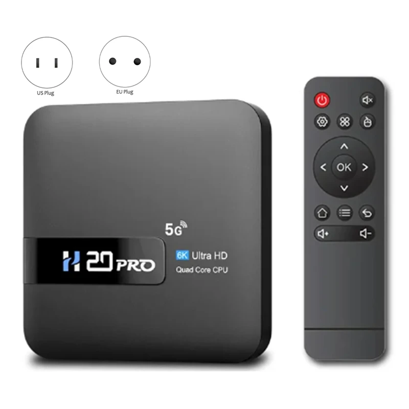 H20PRO Smart Android TV Box Android 10 2GB 16GB 6K Media Player TV Box 2.4&5G Very Fast US Plug