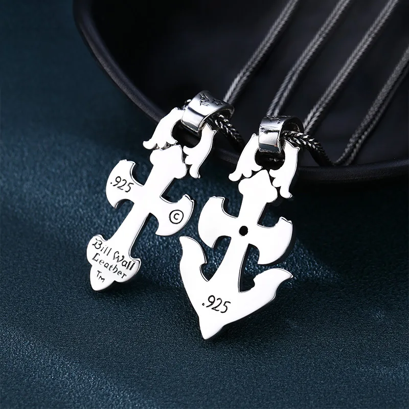 Wholesale s925 sterling silver necklace pendant cross men's anchor six-pointed star fashion thai silver pendant jewelry