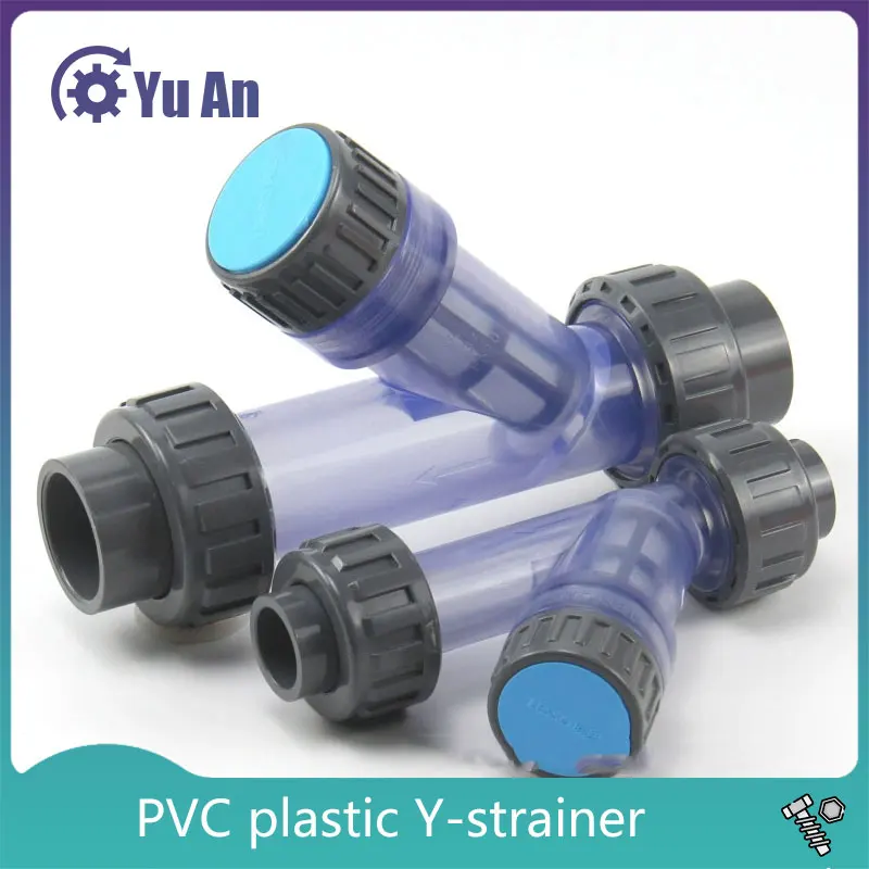 Liansu Filter UPVC Plastic Pipe Household Drinking Water Pipe Cleaner Filter Y Type Transparent Water Purifier 1Pcs