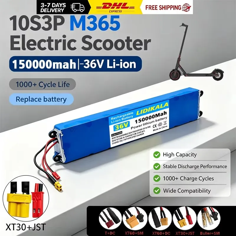 Der neu verbesserte 10S3P 36V 150000mAh 36V wiederaufladbare Lithium-Ionen-Akku für Elektroroller ist langlebig und hat eine lange Lebensdauer.