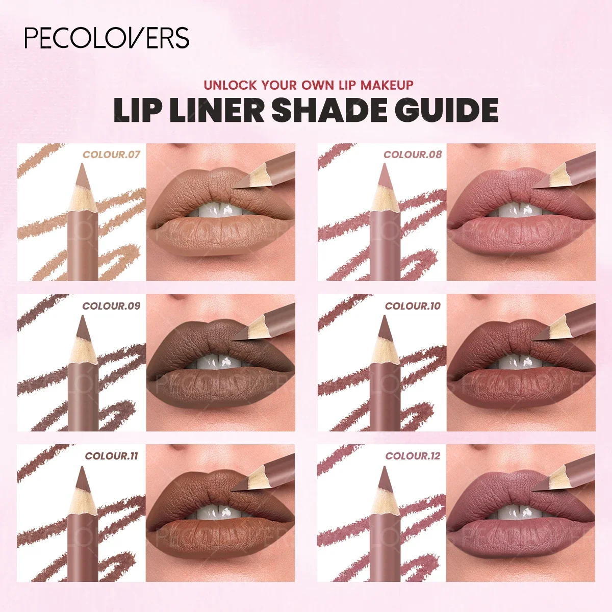 Delineador de labios mate, fórmula de lápiz, rosa desnudo/marrón/rojo, efecto suave, labio tridimensional, apto para principiantes, 1 ud.