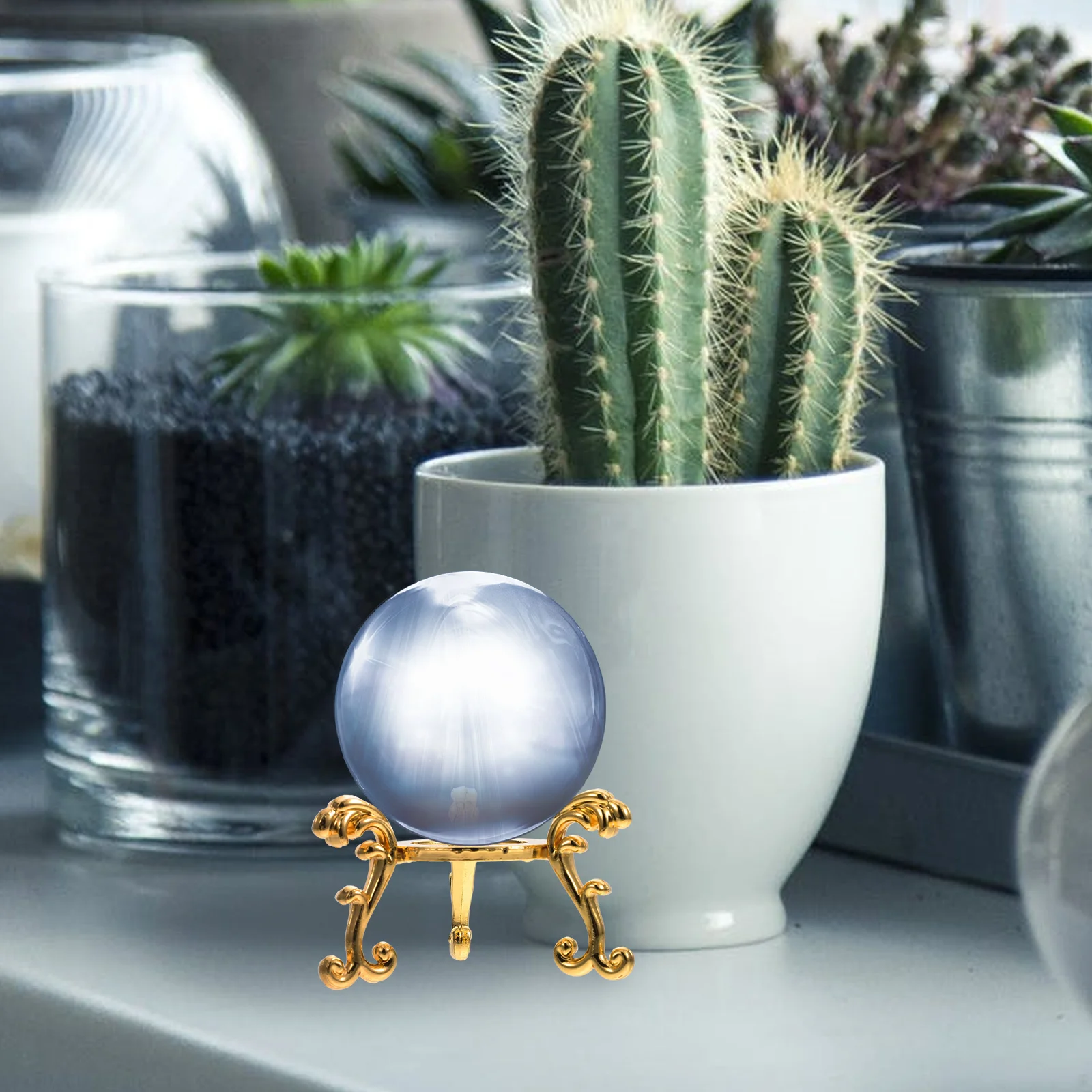 

2Pcs Crystal Balls Display Base Iron Crafts Pedestal Stable Creative Desktop Rack Living Room Bedroom Adornment