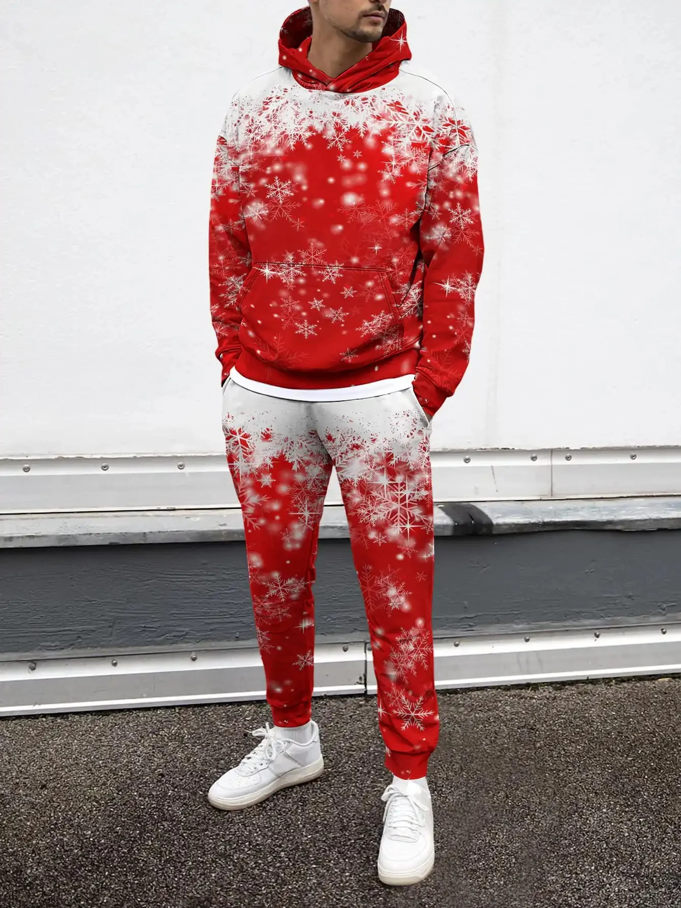 Ensemble de sweat à capuche de noël imprimé 3D pour hommes, automne hiver, fête de Festival, manches longues, ensemble deux pièces, ample, décontracté, confortable, survêtements