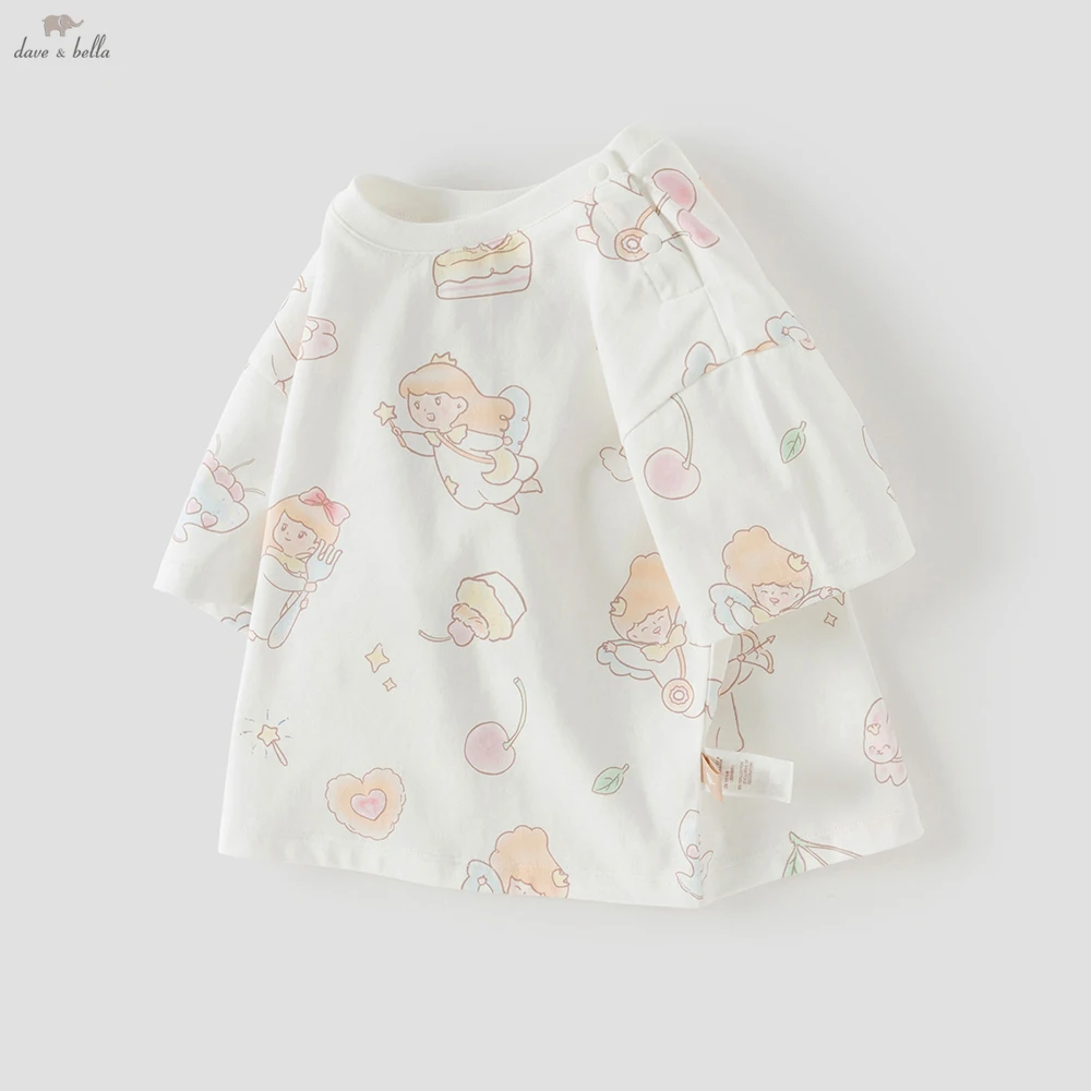 Dave Bella Girl Cartoon T-shirts Kids Summer Printed Tees Children Short Sleeve Cotton Tops Casual Outdoor Clothes DB2262245