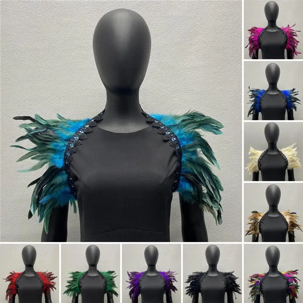 Allergy-free Feather Shawl Feather Shawl Elegant Lace Feather Shrug Cape for Cosplay Stage Performance Adjustable for Dancer