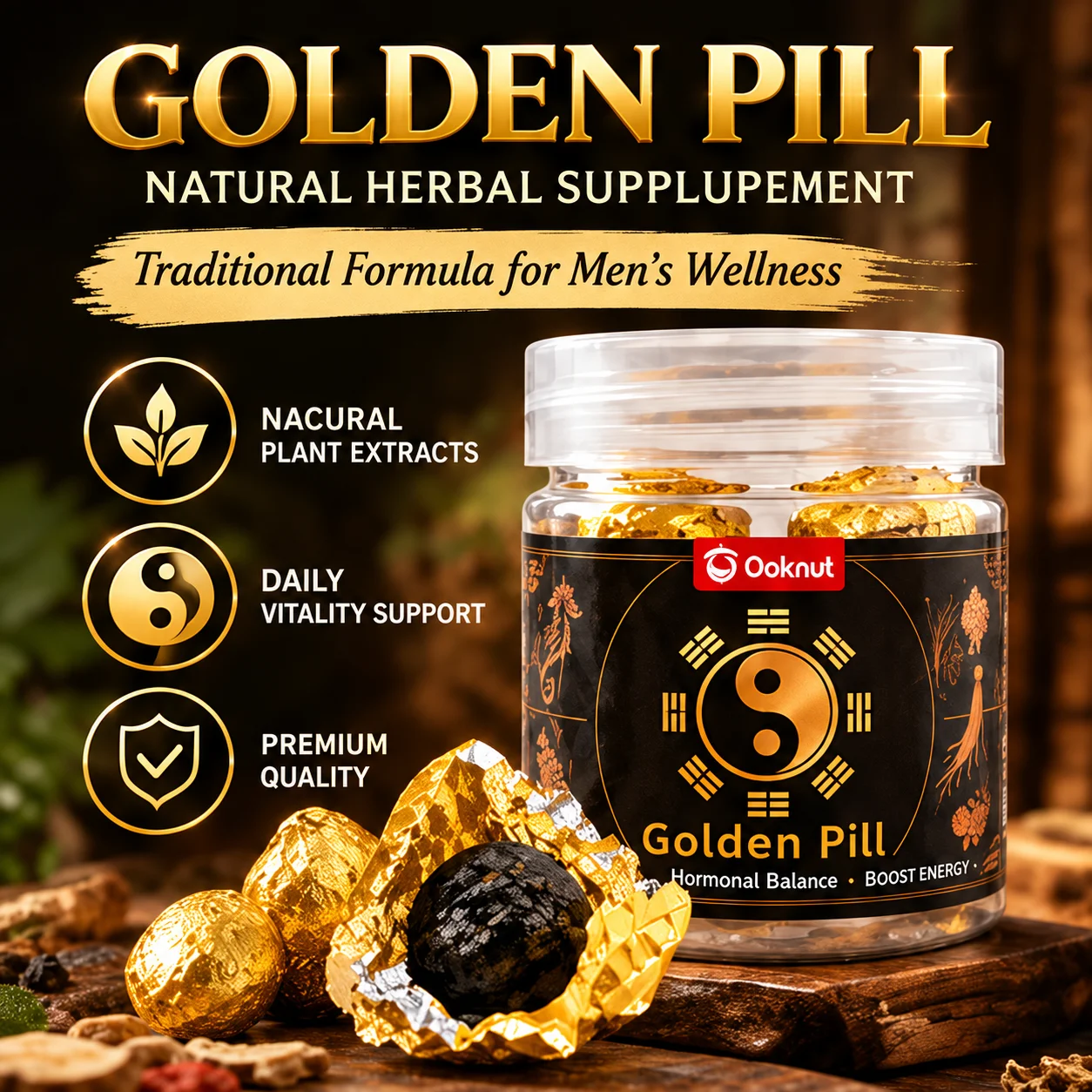 Maca Root Herbal Supplement with Cistanche Black Sesame Black Rice & Honey Supports Energy Vitality Hormonal Balance 1 Pill