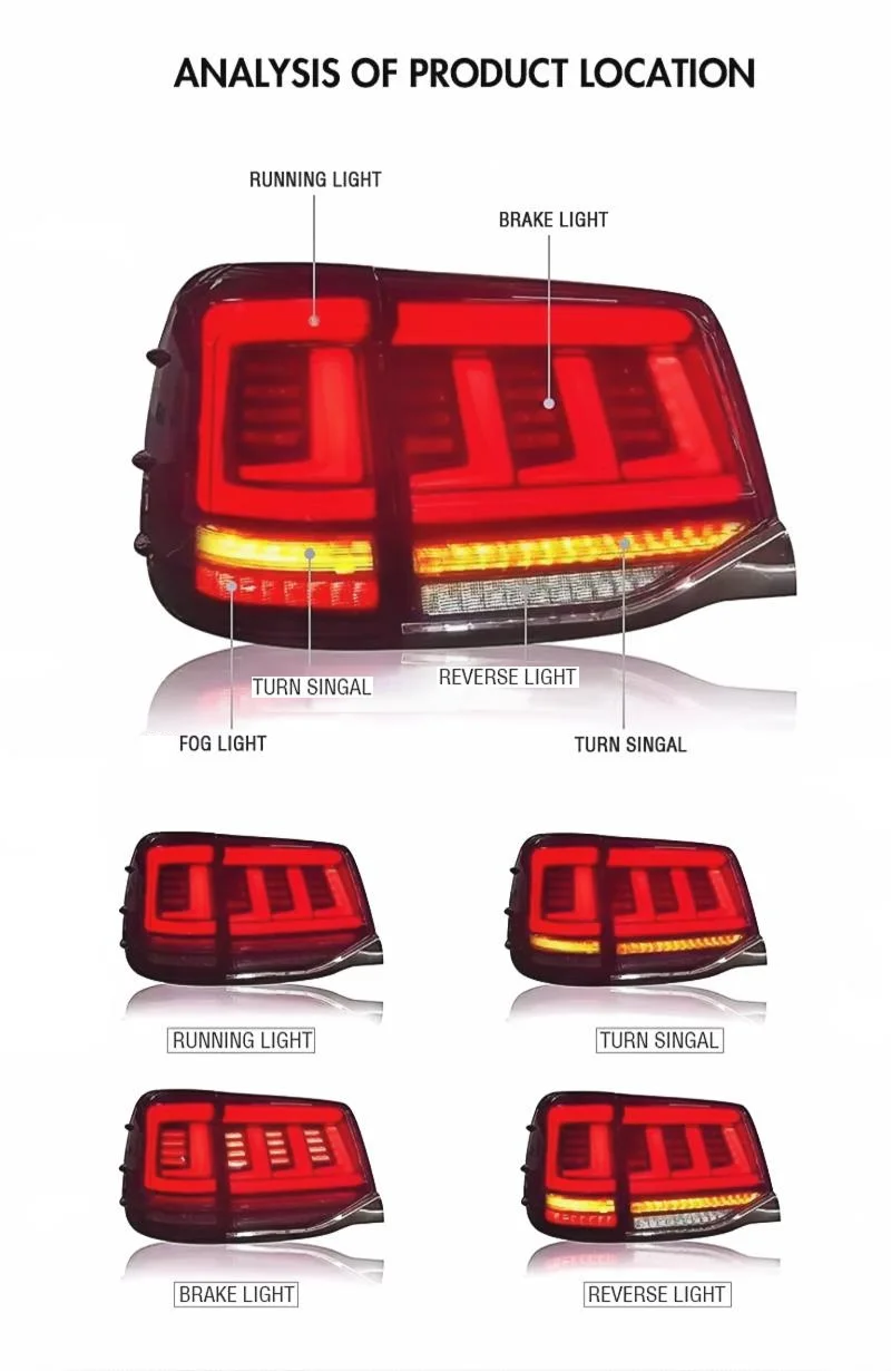 DK Motion LED Rear Tail Lamp Lights For Toyota Land Cruiser LC200 2016 2021 New Auto Accessory With Red Lens Made ABS Material