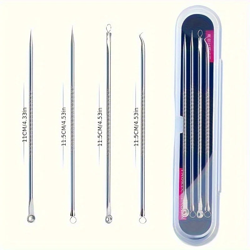 Blackhead Acne Needle Set 4-Pack Pimple Extractor Tool Kit Pore Cleaner Comedone Remover for Face Skin Care Beauty Women view 4