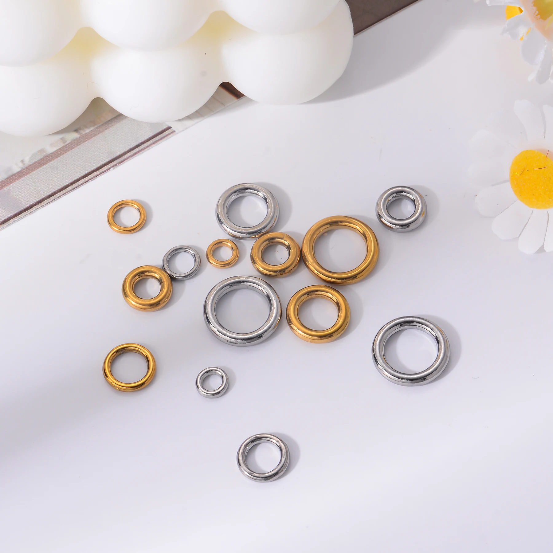 

30pcs 304 Stainless Steel O-Ring Welded Suspension Ring Solid Seamless Ring for DIY Making Jewelry Connector Accessories