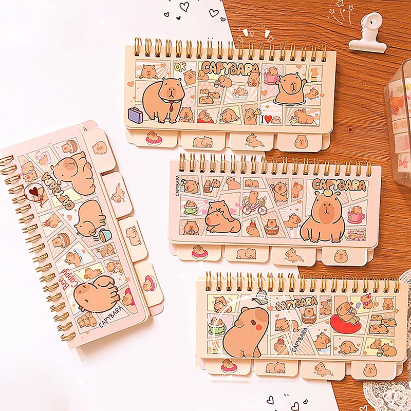 Mini cuaderno portátil de papelería Kawaii, accesorios de oficina, suministros escolares, pequeño Bloc de notas para notas diarias, diario Capybara